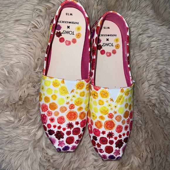 TOMS Women's Floral Slip-On Shoes - Red, Yellow, Pink - Picture 2 of 5